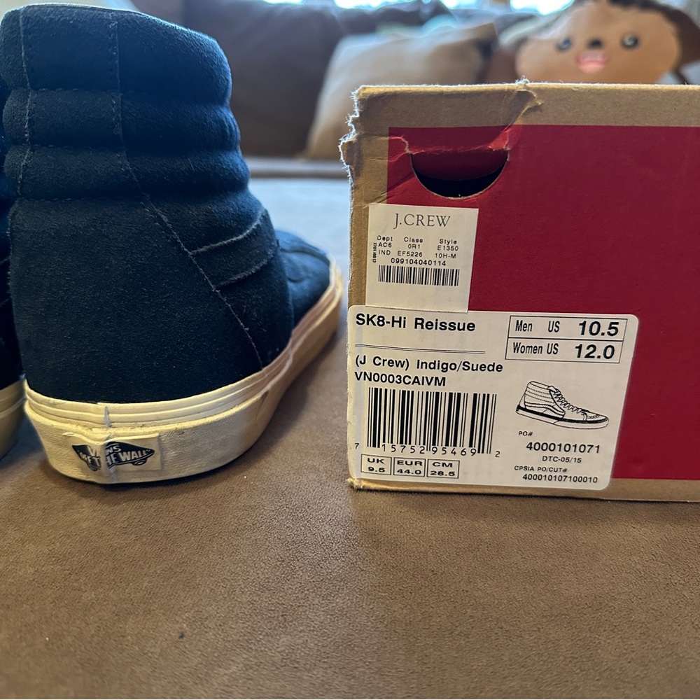 Vans Sk8 Hi Reissue X J Crew Indigo Suede Navy Blue High Top Skateboarding - Picture 9 of 9